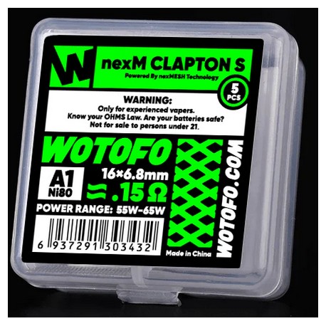 Wotofo NexMESH Clapton (Ni80-A1 0.20 Ohms) - Pack 5 un
